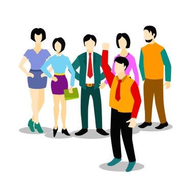 Grup insanlar düz ve iş takım illüstrasyon