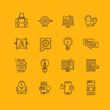 İş için çağdaş ince çizgi Icons set