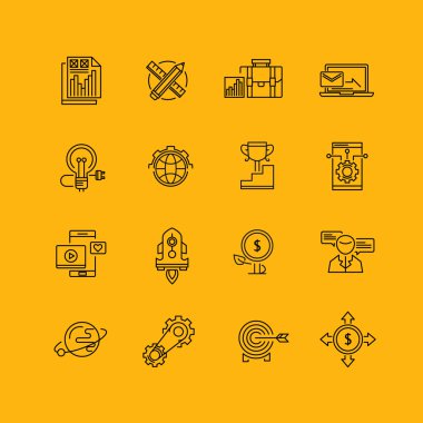 İş için çağdaş ince çizgi Icons set