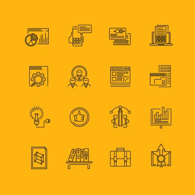 İş için çağdaş ince çizgi Icons set