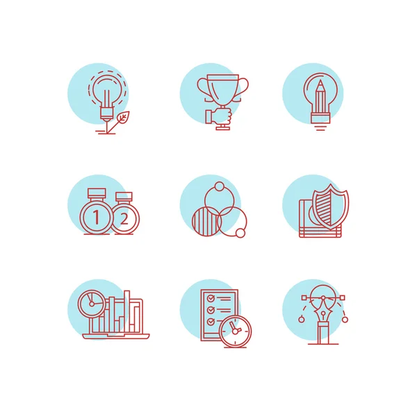 Conjunto de iconos de línea delgada moderna para negocios — Vector de stock