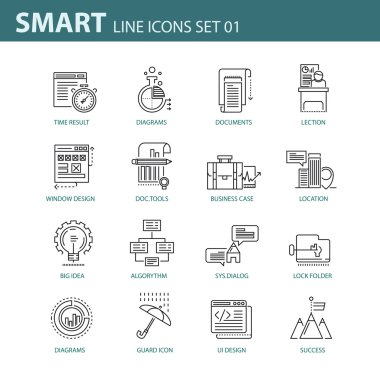 İş, Infographic ve farklı projeler için çağdaş ince çizgi Icons set