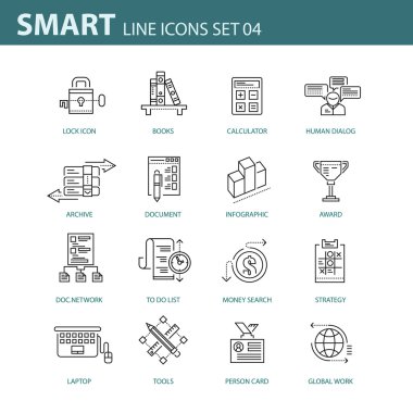 İş, Infographic ve farklı projeler için çağdaş ince çizgi Icons set