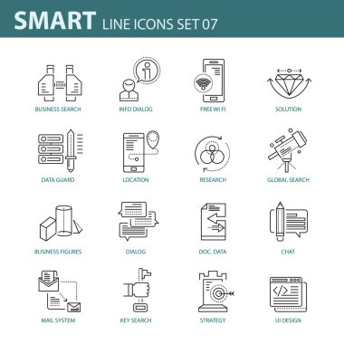 İş, Infographic ve farklı projeler için çağdaş ince çizgi Icons set