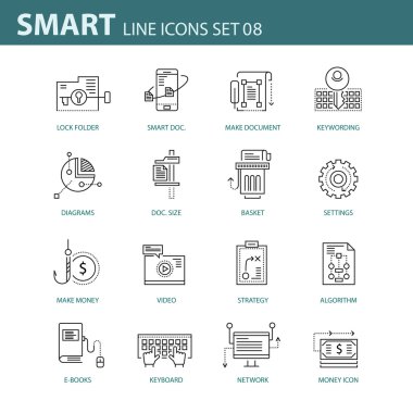 İş, Infographic ve farklı projeler için çağdaş ince çizgi Icons set