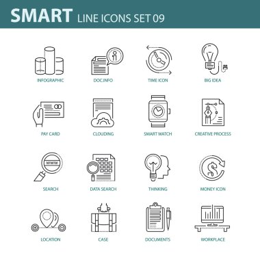 İş, Infographic ve farklı projeler için çağdaş ince çizgi Icons set