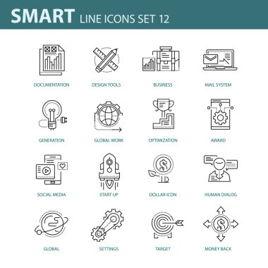 İş, Infographic ve farklı projeler için çağdaş ince çizgi Icons set
