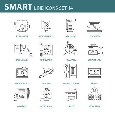 İş, Infographic ve farklı projeler için çağdaş ince çizgi Icons set