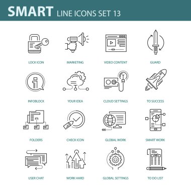 İş, Infographic ve farklı projeler için çağdaş ince çizgi Icons set