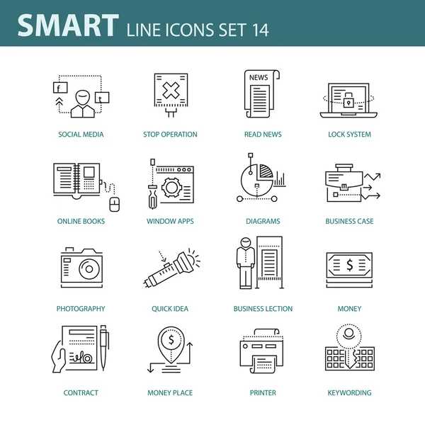 ビジネス、インフォ グラフィックの異なるプロジェクトにモダンな細い線のアイコンを設定します。 — ストックベクタ