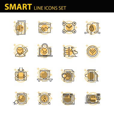 İş için çağdaş ince çizgi Icons set