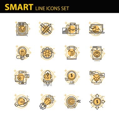 İş için çağdaş ince çizgi Icons set