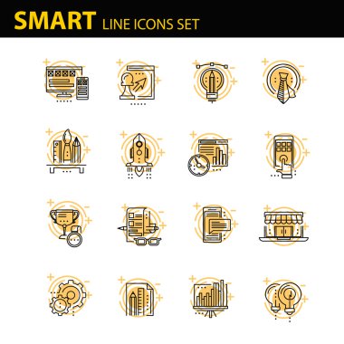İş için çağdaş ince çizgi Icons set