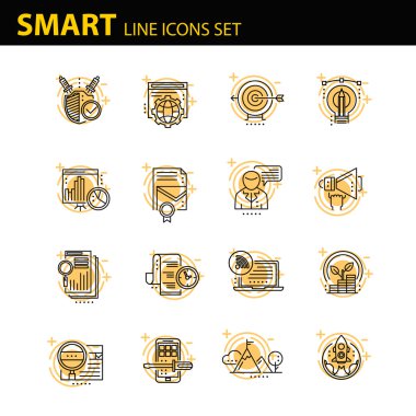 İş için çağdaş ince çizgi Icons set