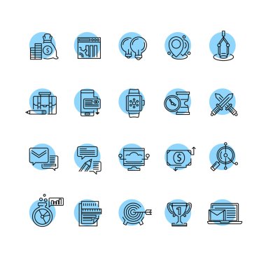 İş için çağdaş ince çizgi Icons set