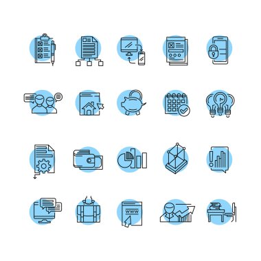 İş için çağdaş ince çizgi Icons set