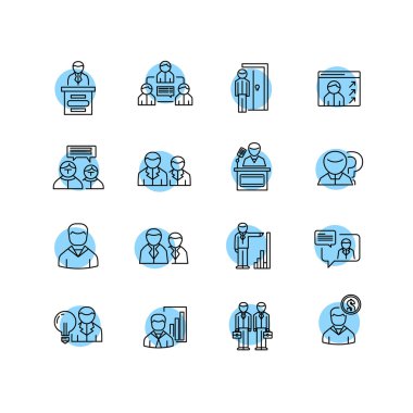 İş için çağdaş ince çizgi Icons set