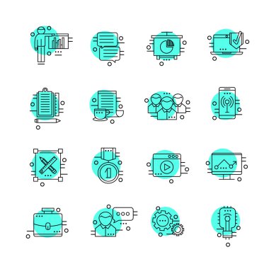 İş için çağdaş ince çizgi Icons set