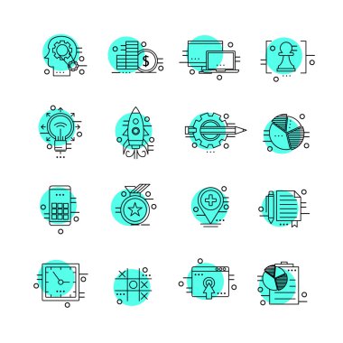 İş için çağdaş ince çizgi Icons set