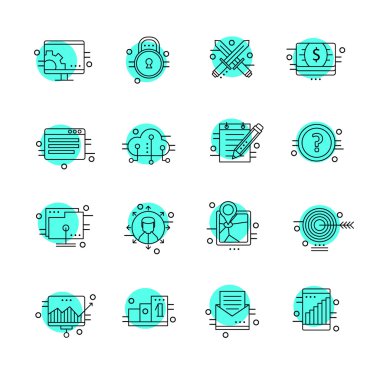 İş için çağdaş ince çizgi Icons set