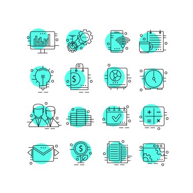 İş için çağdaş ince çizgi Icons set