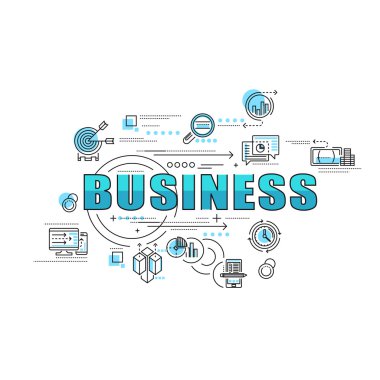 ince çizgi consept zekâ fkat iş ikonları/simgeleri