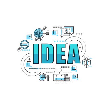 ince çizgi consept zekâ fkat iş ikonları/simgeleri