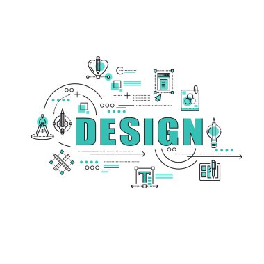 ince çizgi consept zekâ fkat iş ikonları/simgeleri