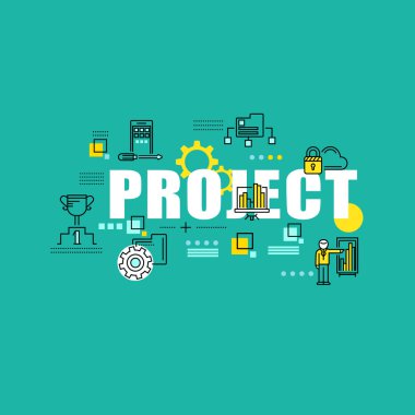 İnce çizgi kavramı ile düz iş ikonları/simgeleri