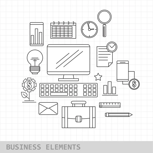 Thin line concept with flat business icons — Stock Vector