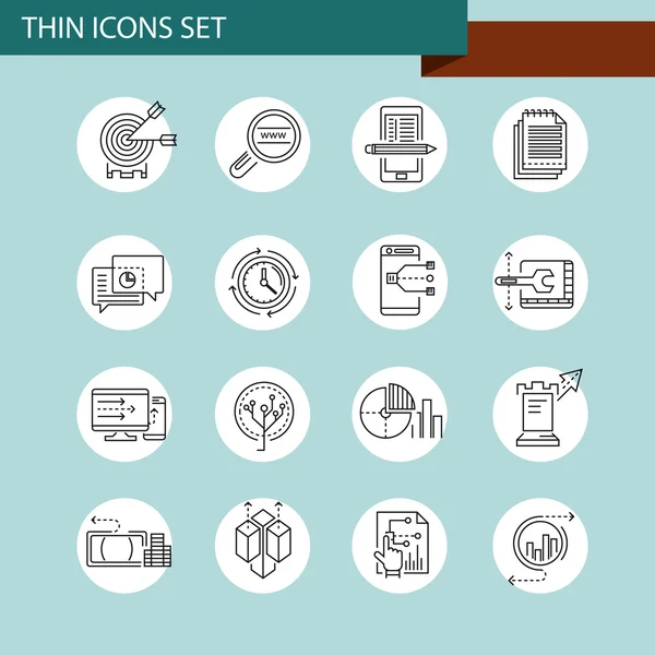Concept de ligne mince avec des icônes d'affaires plates — Image vectorielle