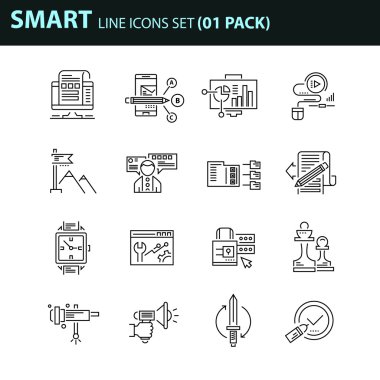 İş için çağdaş ince çizgi Icons set