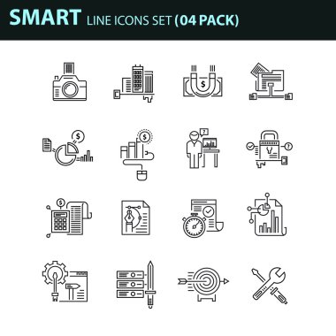 İş için çağdaş ince çizgi Icons set
