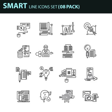 İş için çağdaş ince çizgi Icons set