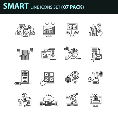 İş için çağdaş ince çizgi Icons set