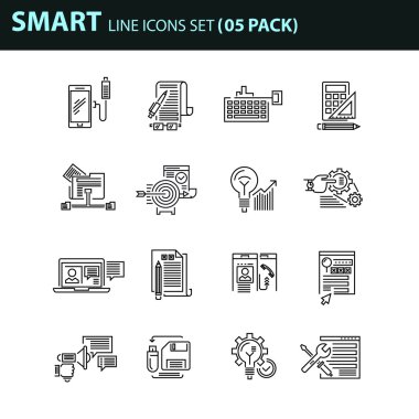 İş için çağdaş ince çizgi Icons set