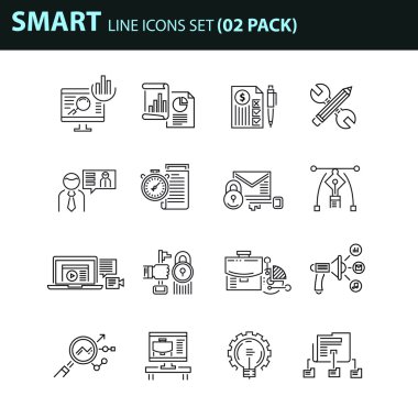 İş için çağdaş ince çizgi Icons set