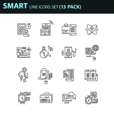 İş için çağdaş ince çizgi Icons set