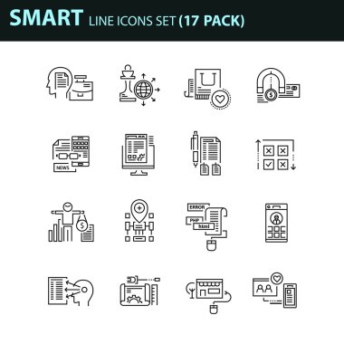 İş için çağdaş ince çizgi Icons set