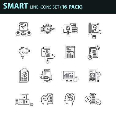 İş için çağdaş ince çizgi Icons set