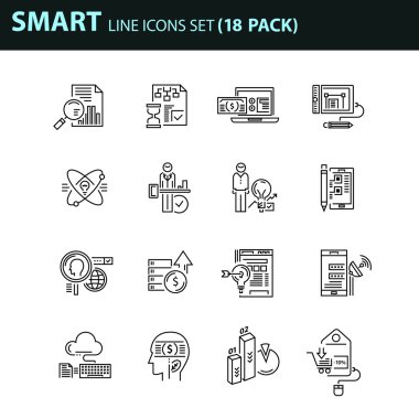İş için çağdaş ince çizgi Icons set