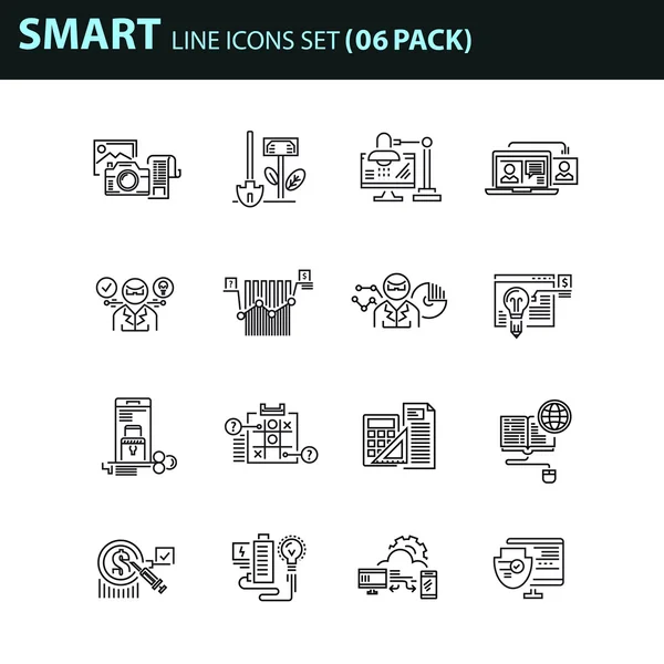 Conjunto de iconos de línea delgada moderna para negocios — Vector de stock