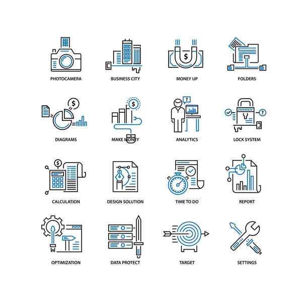 Conjunto de iconos de línea delgada moderna para negocios — Archivo Imágenes Vectoriales