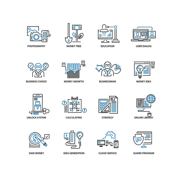 İş için çağdaş ince çizgi Icons set