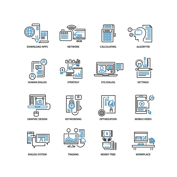 İş için çağdaş ince çizgi Icons set