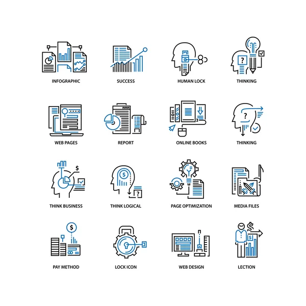 Ícones de linha fina modernos definidos para negócios — Vetor de Stock