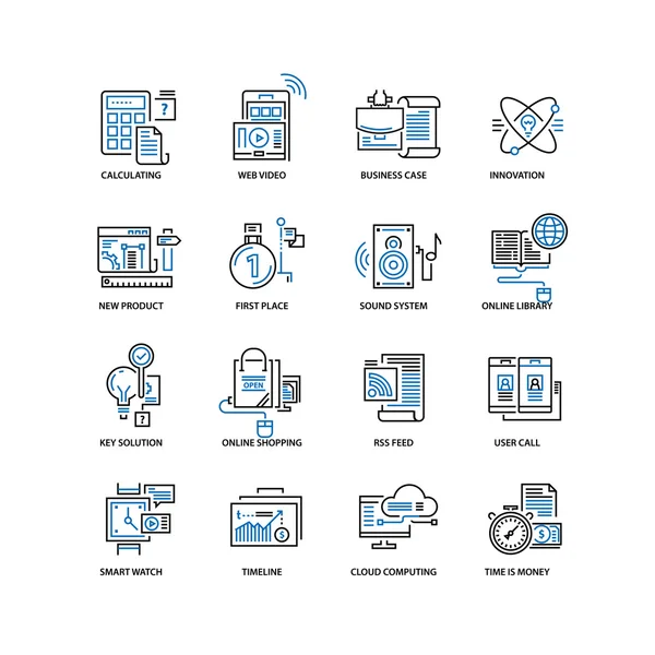 Conjunto de iconos de línea delgada moderna para negocios — Vector de stock