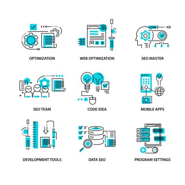 İş için çağdaş ince çizgi Icons set