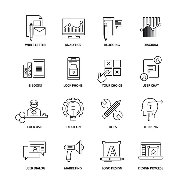 İş için çağdaş ince çizgi Icons set