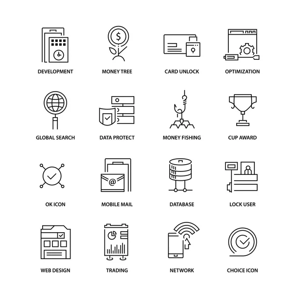 İş için çağdaş ince çizgi Icons set